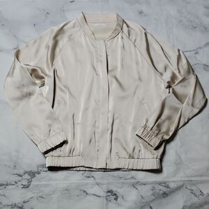 Sage The Label Cream Satin Bomber Jacket